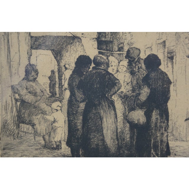 Antique Belgian Kurt Peiser La Cour Rue Du Faucon Falcon Street Etching 17" For Sale - Image 9 of 11