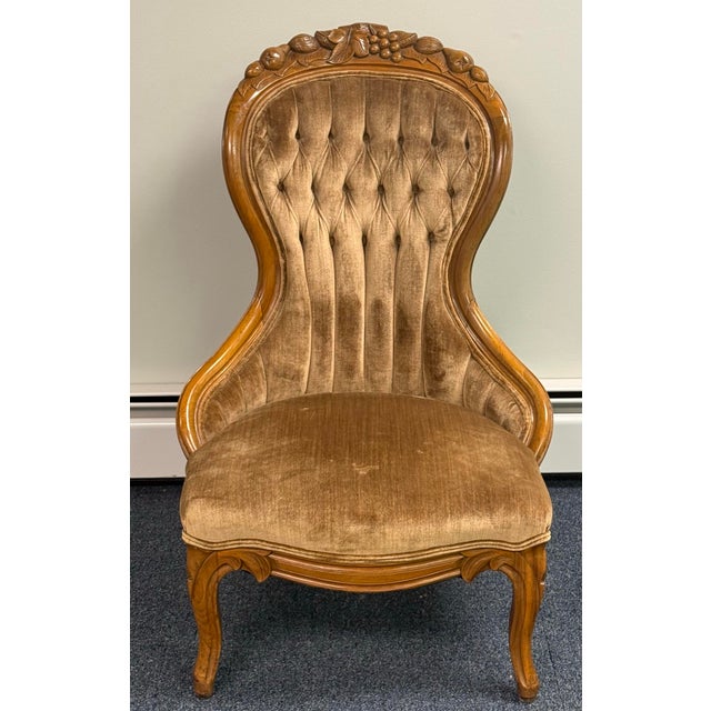 Brown Late 19th Century Carved Victorian Walnut Parlor Chairs For Sale - Image 8 of 12