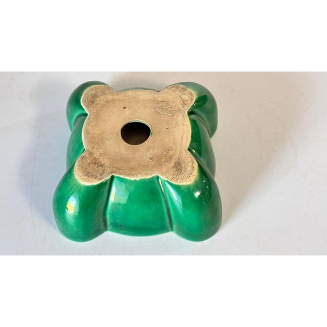 Ceramic French Art Deco Green Ceramic Ashtray with Gilded Details, 1940s For Sale - Image 7 of 12