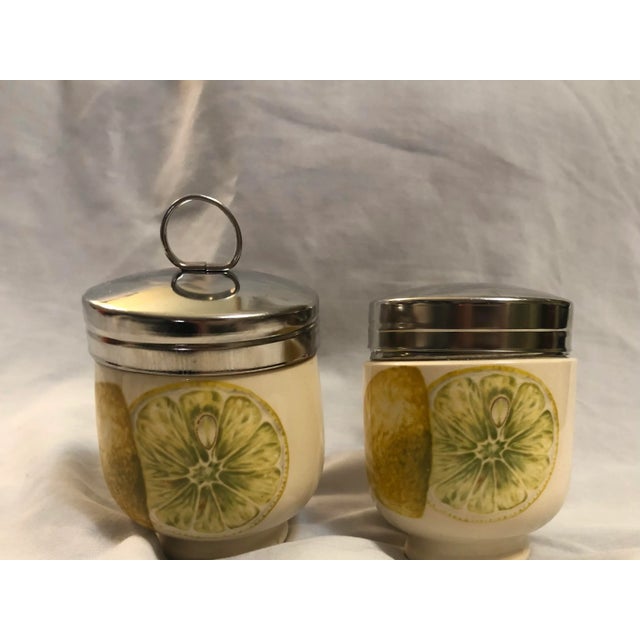 2 vintage T.G. Green Ltd. Church Gresley made in England. One is a double egg coddler, approximately 4” from top of ring...