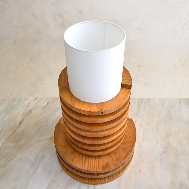 Mid-Century Modern French Stacked Wood Table Lamp, 1970s For Sale - Image 3 of 11