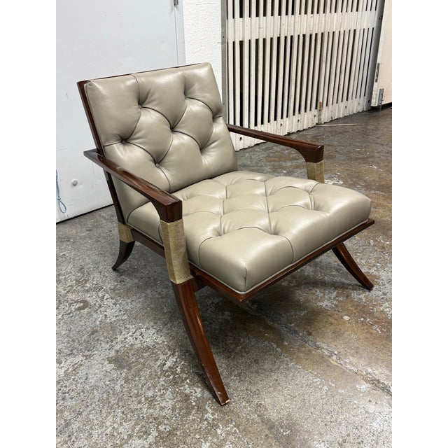 Traditional Thomas Pheasant for Baker Athena Leather Armchair For Sale - Image 3 of 12