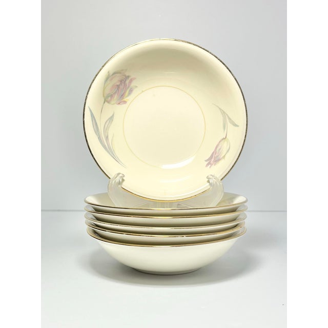 Homer Laughlin “Tulip” Set of 6 Ceramic Dessert Bowls 5 3/8” Good vintage condition. No chips, cracks, or fleabites....
