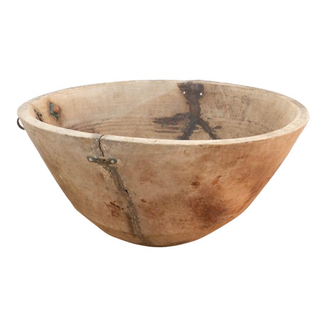 Bleached Raw Wood African Dough Bowl For Sale