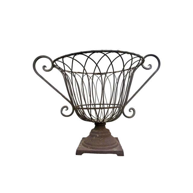 French Provincial French Garden Urn Pedestal Planter With Decorative Scroll Handles For Sale - Image 3 of 10