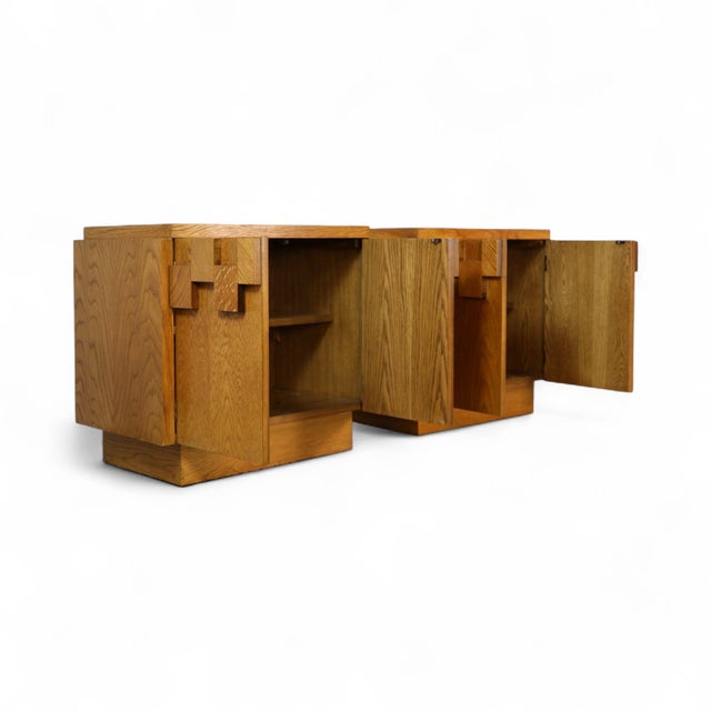 Brown Lane Staccato Vintage Mid Century Modern Brutalist White Oak Pair of Nightstands C. 1970s, Attributed For Sale - Image 8 of 8