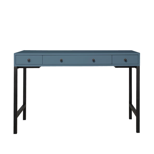 David Francis Maple Writing Desk - Regatta Blue For Sale - Image 4 of 8