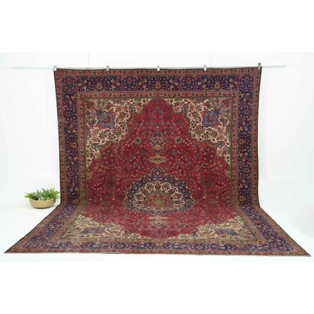 Vintage Persian Hand-Knotted area rug is a semi-antique vintage area rug. The '70s Eastern region of Persia's unique rug...