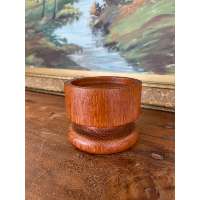 Mid 20th Century Vintage Kalmar Teak Wood Candle Holder or Vessel Base, Made in Thailand. For Sale - Image 5 of 10