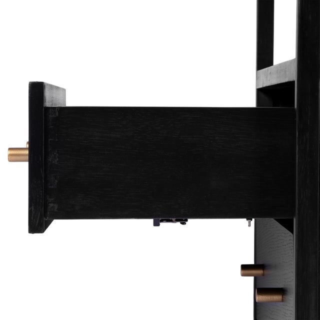 Black Mendel 21.25 in. W Rectangular Wood 2 Drawer Narrow Nightstand with Open Shelf, Black For Sale - Image 8 of 11