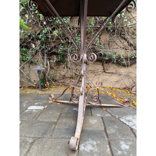 Monumental 77-Inch Custom Artisan Hand-Welded Wrought Iron Pagoda Aviary (Birdcage) on Stand For Sale - Image 9 of 12