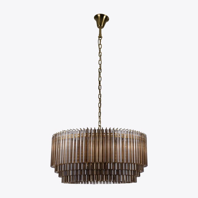 Large Smoked Amaro Drum Chandelier from Pure White Lines For Sale - Image 9 of 12