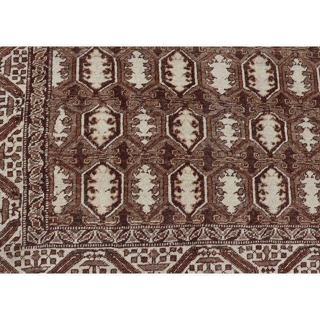 Mid 20th Century Mid 20th Century Antique Turkish Rug With Organic Motifs in Brown Taupe and Earth Tone Colors For Sale - Image 5 of 12