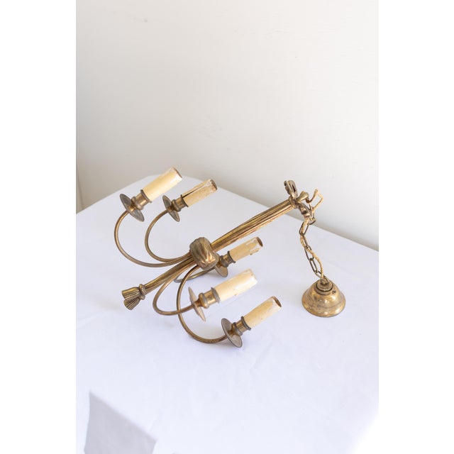 Vintage French Brass Drape Chandelier For Sale In Houston - Image 6 of 13