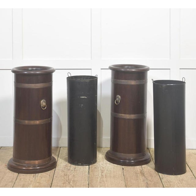 19th Century Mahogany Umbrella Stands with Brass Mounts, Set of 2 For Sale - Image 4 of 7