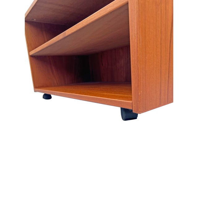 Brown Vintage Danish Teak Mobile Cart for Tv or End Side Table For Sale - Image 8 of 8
