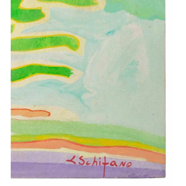 Contemporary Luciano Schifano, Country Figure, Oil Painting, 1988 For Sale - Image 3 of 5