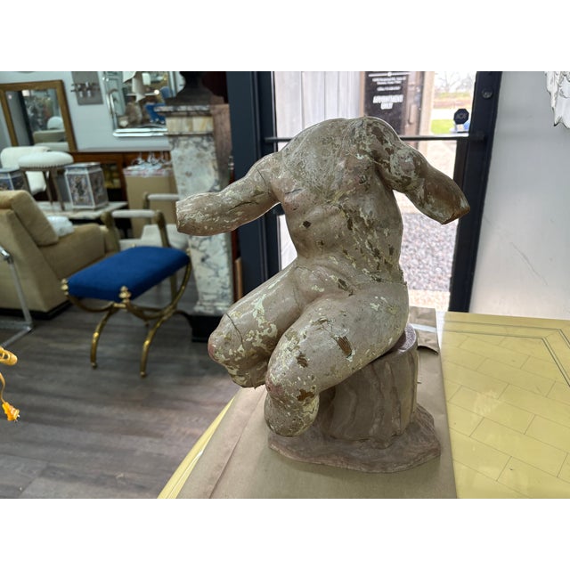 18th Century 18th Century Italian Carved Wood Torso on Plinth For Sale - Image 5 of 10