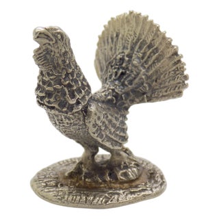 Vintage Italian Handmade Silver Turkey Figurine, 1950s For Sale