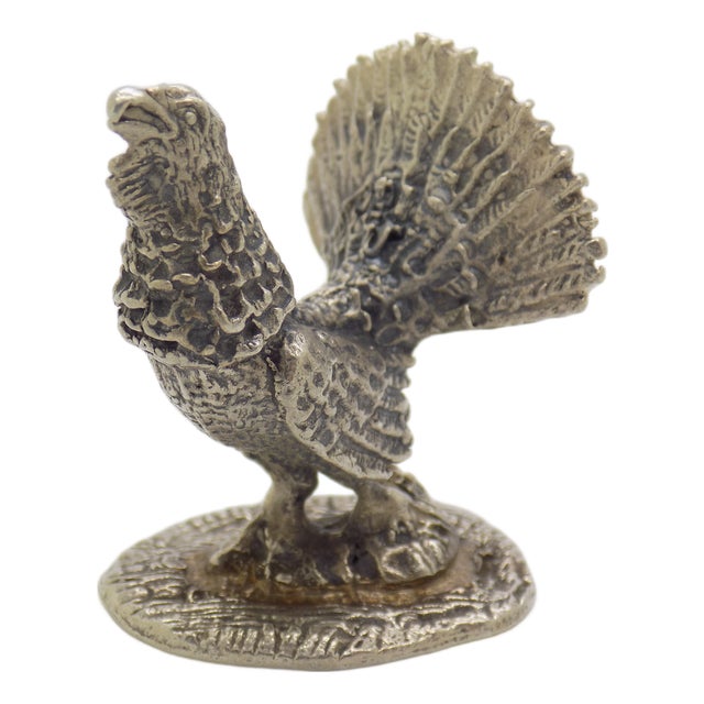 Vintage Italian Handmade Silver Turkey Figurine, 1950s For Sale