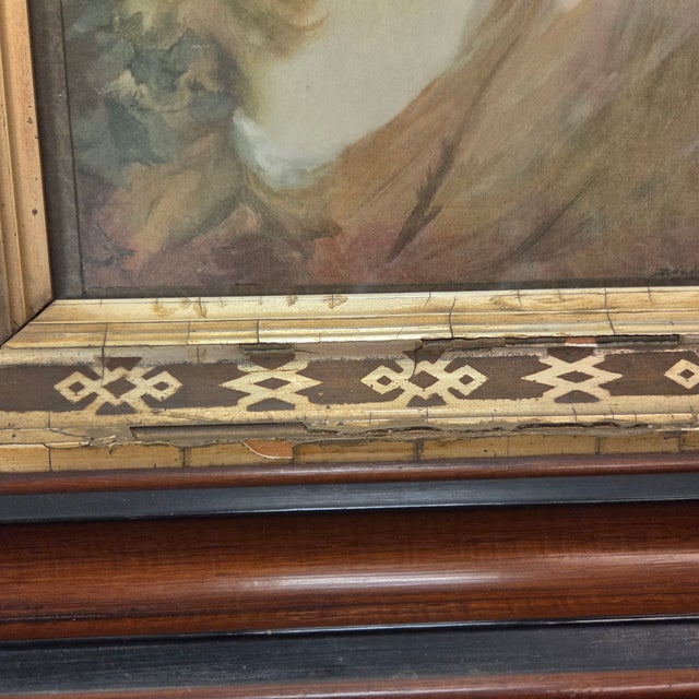 Aesthetic Movement Solid Walnut Frame W Gilt Gesso Liner and Portrait Print C1900 For Sale - Image 13 of 14
