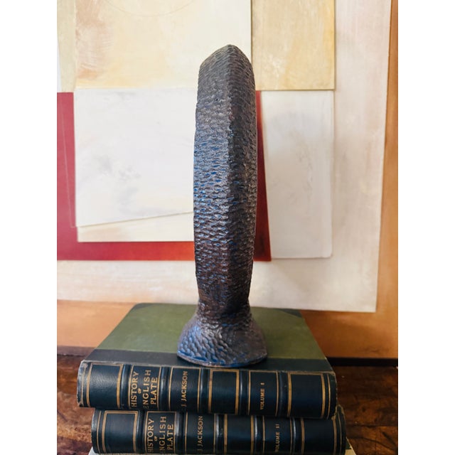 Mid Century Brutalist Studio Pottery Sculpture | Wpa Influence | Male Female Figural Relief | Blue Black Ceramic For Sale In Chicago - Image 6 of 12