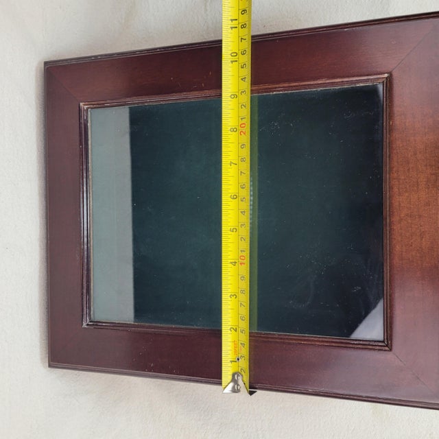 Vintage 1994 Bombay Company Mahogony Wood Glass Top Display Shadow Box Green Velvet Interior For Sale - Image 10 of 14