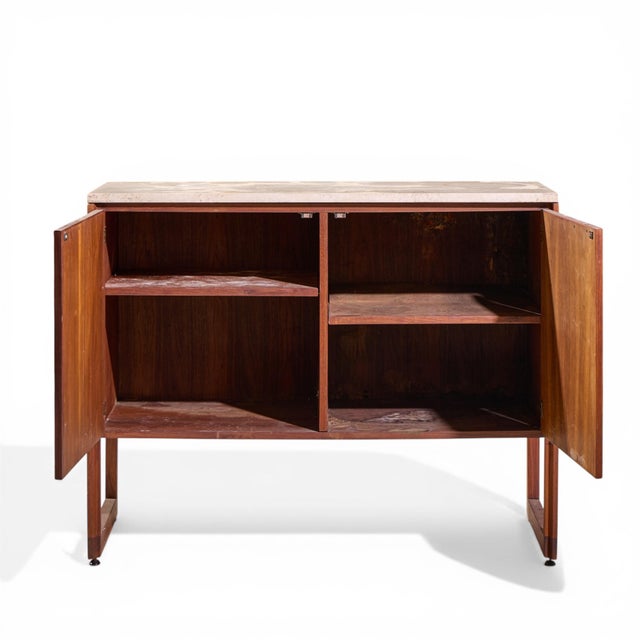 Jens Risom Mid Century Walnut and Marble Top Credenza For Sale In Chicago - Image 6 of 7
