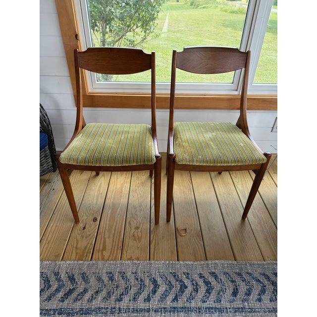 These 4 walnut Parallel by Drexel chairs were purchased in 1961 and have remained with the original owner. They all have...
