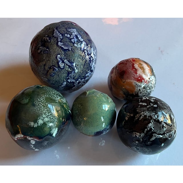 Modernist Mid-Century Sculpture of Experimental Glazed Pottery Moon Balls - Set of 5 For Sale - Image 14 of 16