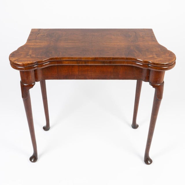 Queen Anne English Queen Anne Walnut Flip Top Concertina Game Table, 1720 For Sale - Image 3 of 6