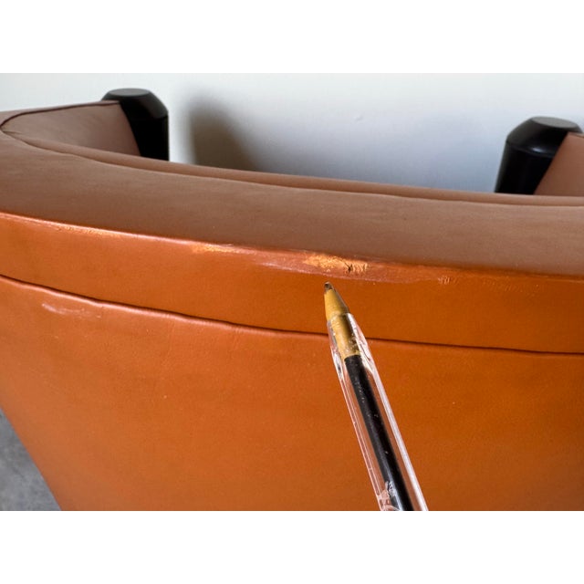 Pair of Adam Tihany for Pace Collection Art Deco Style Leather Club Chairs by I4 Mariani For Sale - Image 11 of 12