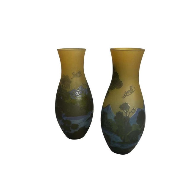 Glass Cameo-Cut Glass Vases, 20th-Century, Set of 2 For Sale - Image 7 of 9