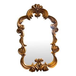 Mid 20th Century Italy Hollywood Regency Antiqued Gold Mirror For Sale