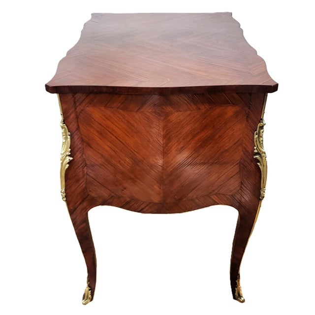 French Antique French 19th C Louis XV Satinwood & Bronze Mounted Lady's Writing Desk For Sale - Image 3 of 17