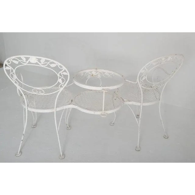 Vintage Woodard Chantilly Rose Wrought Iron Tete a Tete Chair For Sale - Image 9 of 13