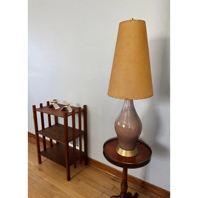 Metal Mid 20th Century Mid-Century Modern Table Lamp With Graduated Pebble Texture and Brass Base For Sale - Image 7 of 7