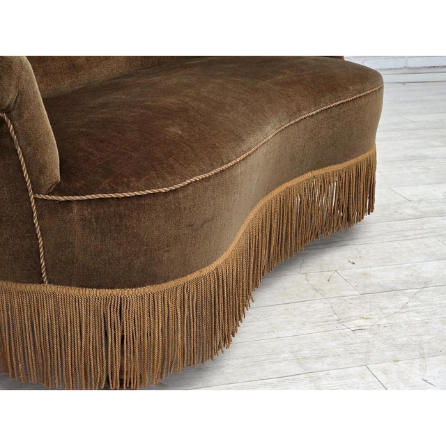Danish 2-Seater Sofa in Green Furniture Velour, 1960s For Sale - Image 16 of 18