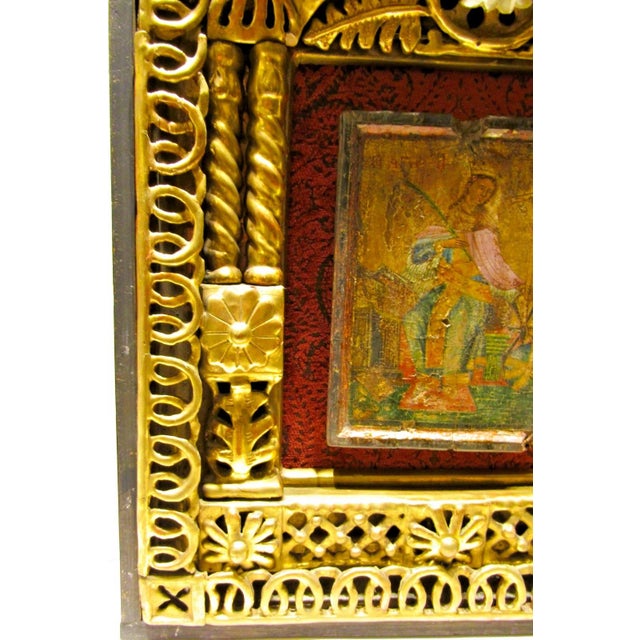 Rare Antique Icon of St. Catherine of Alexandria in a Kiot Shadow Box For Sale - Image 10 of 18