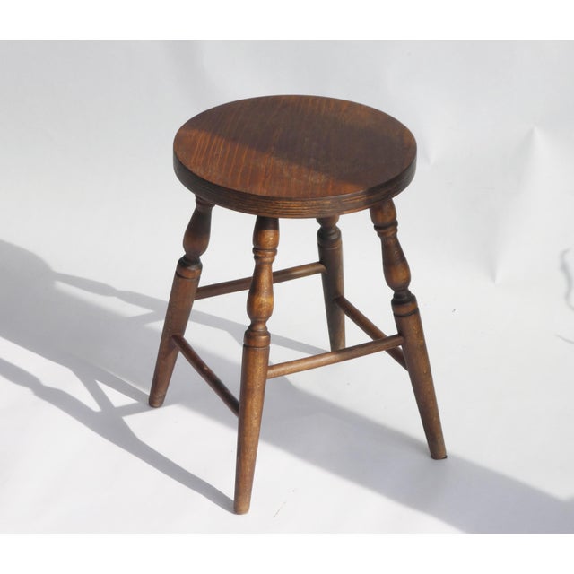 Antique English Round Wooden Stool For Sale - Image 5 of 12
