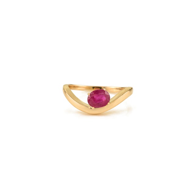 Classical Roman Chunky Wave Ruby Ring Size 7 by VRJEwels in 14k Solid Gold For Sale - Image 3 of 13