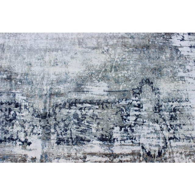 Mid 20th Century Vintage Rug With Abstract Design in Silver Blue Gray L. Blue For Sale - Image 9 of 10