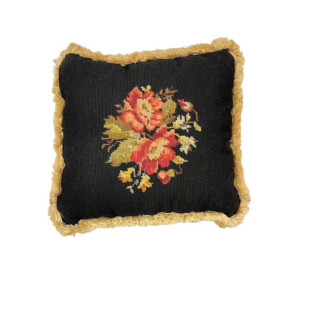 Bring timeless French country charm to your home with this delightful set of four vintage petit point needlepoint accent...