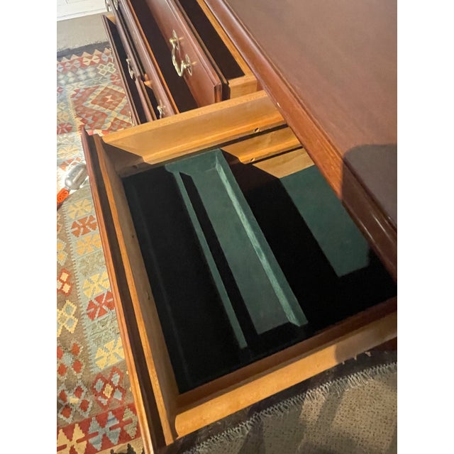 Wood 1990s Stickley Hudson Valley Collection Solid Cherry Triple Dresser With Bracket Feet and Solid Brass Bail Pulls. For Sale - Image 7 of 12