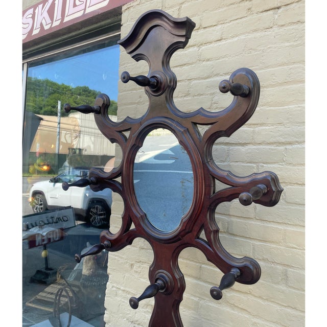 Late 19th Century Late 1800s Victorian Hall Tree With Original Iron Drip-Catcher Plate For Sale - Image 5 of 14