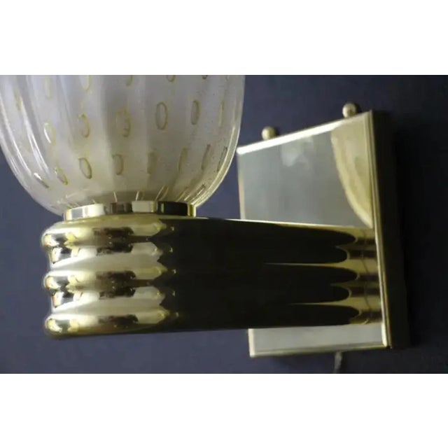 1990s Murano Pulegoso Golden Flakes Glass Sconces in the style of Barovier, 1990s, Set of 2 For Sale - Image 5 of 13