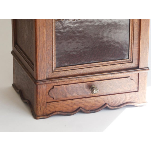 Antique English Oak Medicine Cabinet with Stained Glass Door, 1920s For Sale - Image 4 of 9