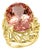 20 Carat Oval Shape Morganite Cocktail Ring 14 Karat Yellow Gold Estate For Sale