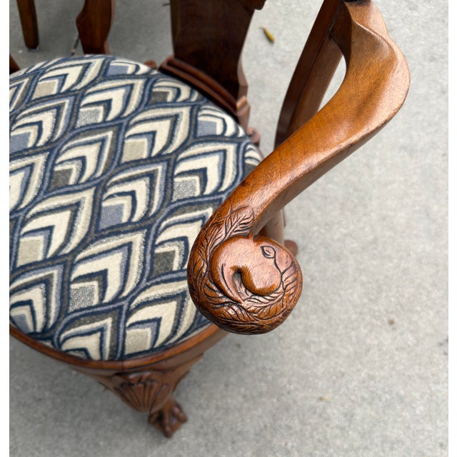 Wood Antique George I Swan Handle Mahogany Arm Chair For Sale - Image 7 of 7