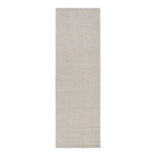 Rug & Kilim’s Scandinavian Style Kilim Runner in White-Beige Floral Patterns For Sale